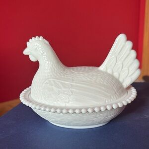 Vintage Indiana Glass Hen on Nest- Trinket/Candy Dish